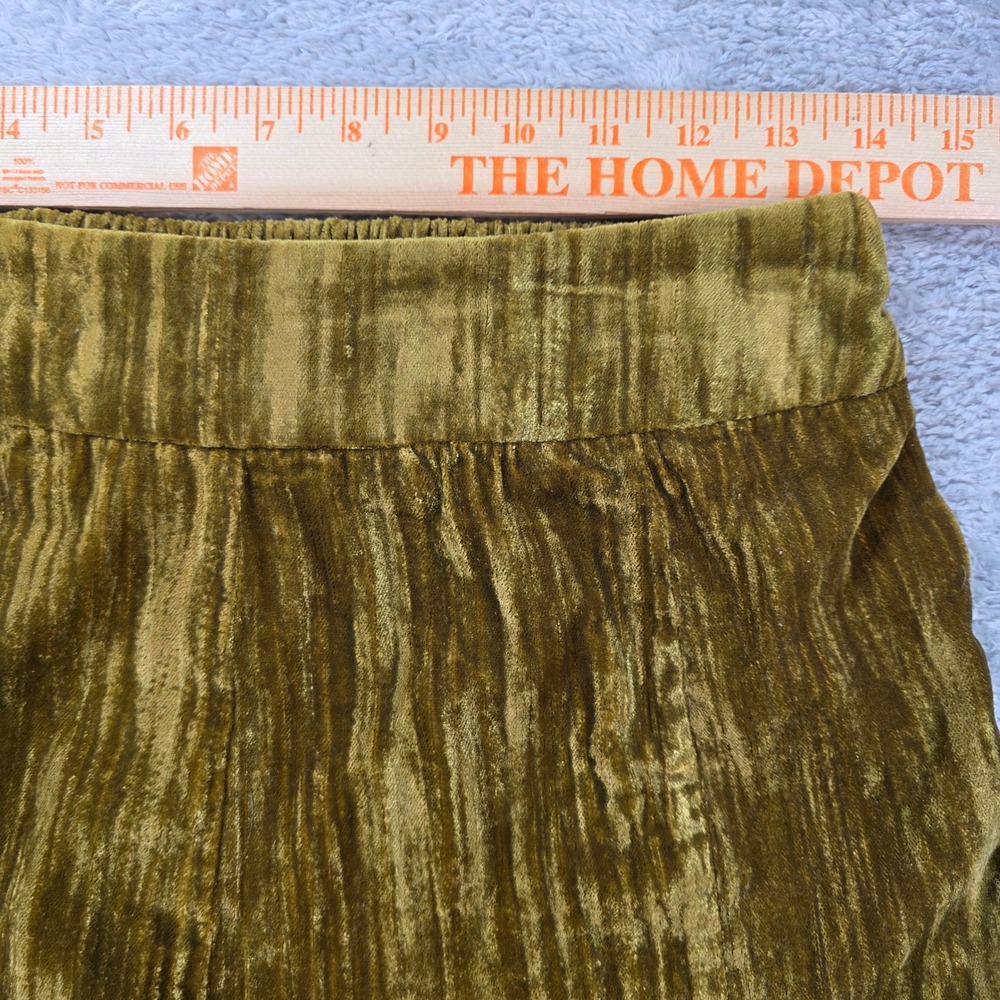 Natural Life Crushed Velvet Tiered Wide Leg Pants Chartreuse Gold Small Womens - Picture 7 of 10